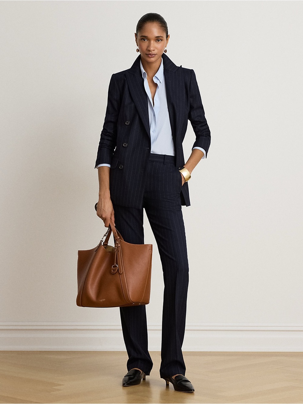 Lauren Ralph Lauren Pinstripe Double-Breasted Twill Blazer